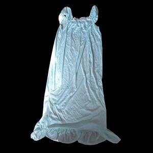 Vintage Jennifer Dale Powder Blue Nightgown‎ Dress Lace Trim Ruffle Hem Size 7